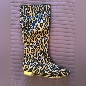 Basic Editions Leopard Print Over the Knee Boots